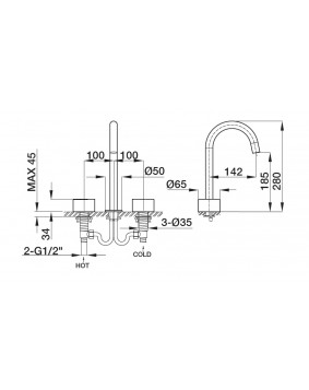 MAIER Disk 81005J Bateria umywalkowa kolor złoty