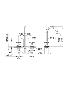 MAIER Bloom 76005J Bateria umywalkowa złota