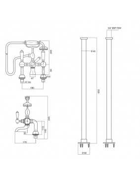 GENTRY HOME Berkeley 8366B Bateria wannowa retro