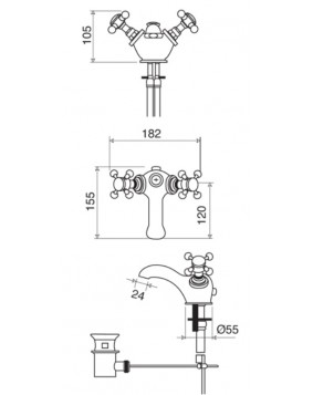 GENTRY HOME Chelsea 8143 Bateria umywalkowa retro złota