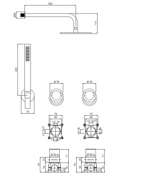 QD Rubinetterie Smile 57623030 Zestaw prysznicowy deszczownica 300 mm