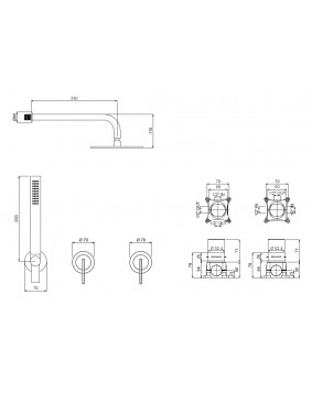 QD Rubinetterie Swing 59623030 Zestaw prysznicowy deszczownica 300 mm
