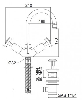 SBORDONI Pisa PI85 Bateria umywalkowa retro stojąca nikiel