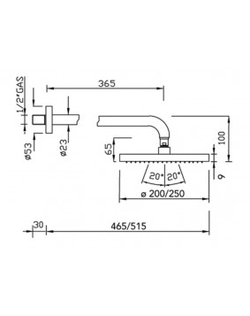 GABOLI FRATELLI AL503 Deszczownica prysznicowa 200 mm miedź antyczna