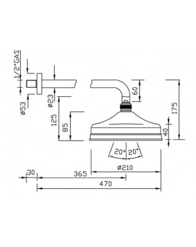 GABOLI FRATELLI LI503 Deszczownica retro 200 mm brąz antyczny