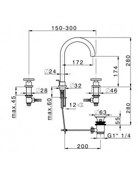 CISAL Marina MN001060 Bateria umywalkowa czarne pokrętła