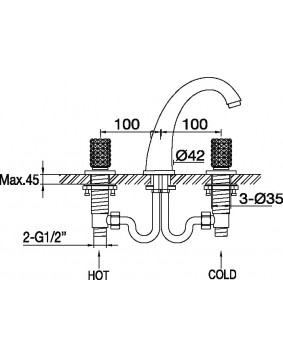MAIER Kryos 78005M Bateria umywalkowa trzyotworowa