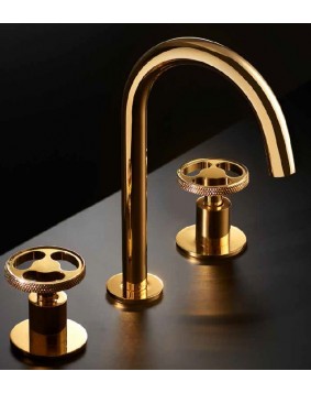 MAIER Twist 47005OC Bateria umywalkowa 3 otworowa złota