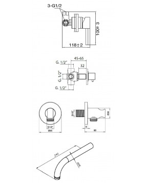 MAIER Mini Star 43314 Bateria wannowa podtynkowa miedź szczotkowana
