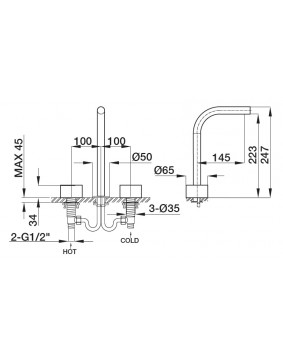 MAIER Disk 81005L Bateria umywalkowa kolor złoty