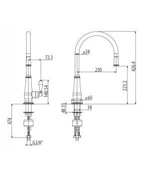 GATTONI Barok C905_PC Bateria kuchenna z wyciąganą wylewką