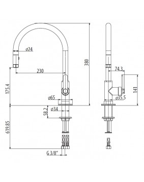 GATTONI Mech C805_PC Bateria kuchenna z wyciąganą wylewką