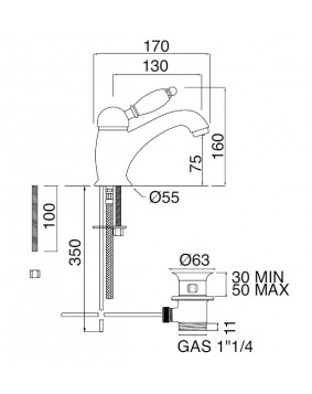 SBORDONI Livia LI2064B Bateria umywalkowa retro z mieszaczem