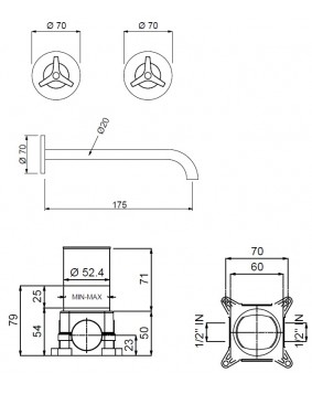 QD Rubinetterie Tomeo 6320310T Bateria umywalkowa podtynkowa