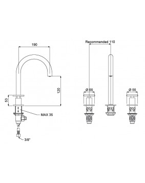 QD Rubinetterie Tomeo 6310036T Bateria umywalkowa 3 otworowa
