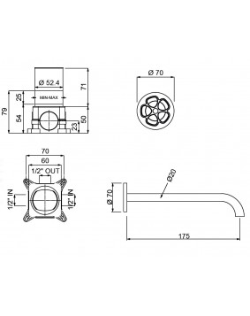QD Rubinetterie Flora 6320410F Bateria umywalkowa podtynkowa