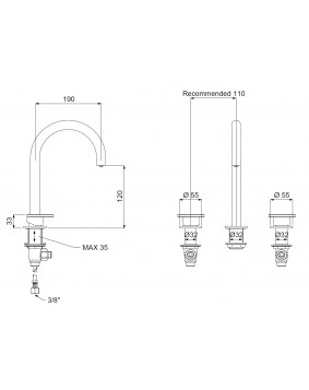 QD Rubinetterie Smile 5710036 Bateria umywalkowa 3 otworowa