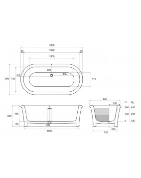 GENTRY Manhattan 9350 Wanna wolnostojąca kamień kwarcowy