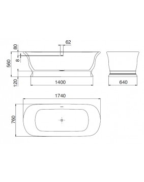 SBORDONI Aurelia Wanna wolnostojąca z kompozytu Solid Surface