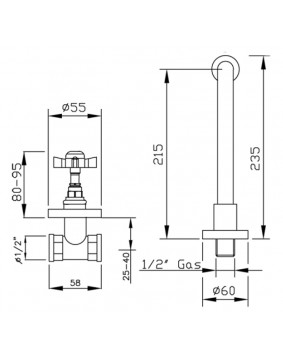 GABOLI FRATELLI Livingstone 953 Bateria umywalkowa retro podtynkowa