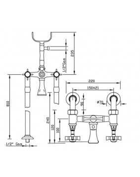 GABOLI FRATELLI Livingstone 955 Bateria wannowa retro wolnostojąca