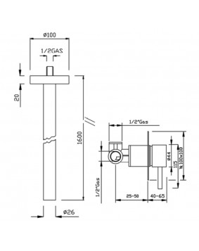 GABOLI FRATELLI Heos 3092 Wylewka umywalkowa sufitowa z mieszaczem